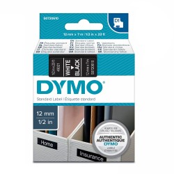 DYMO 45021 D1 Yedek Şerit 12mm x 7m Siyah/Beyaz